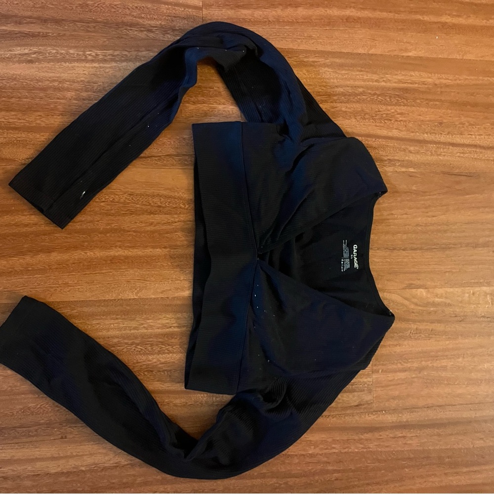 Garage Black Long Sleeve Crop Top